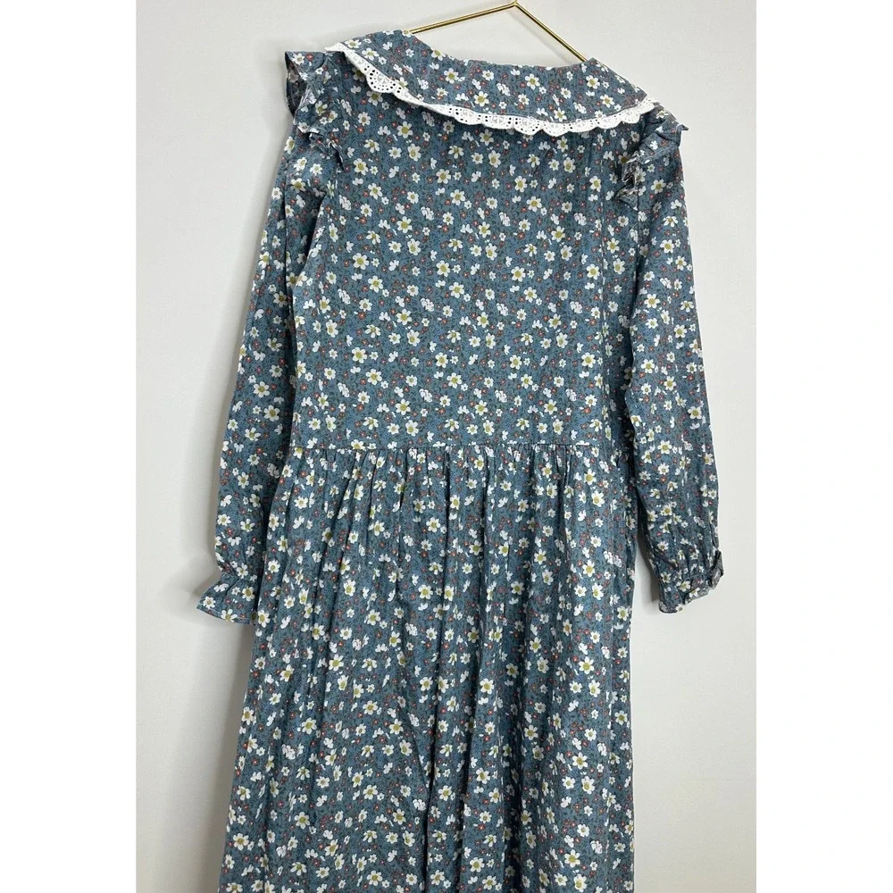Scarlet Darkness Girls Colonial Prairie Cottagecore Dress Floral Pioneer Sz 10Y - Picture 9 of 12